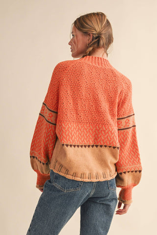 Orange Taupe Nordic Sweater