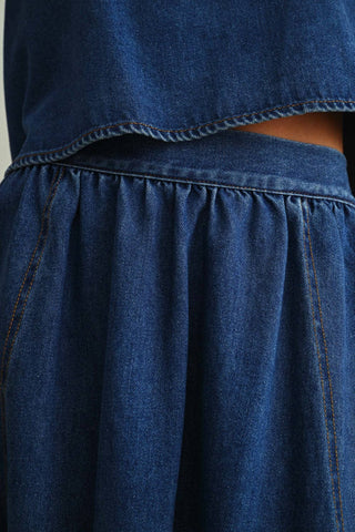 Soft Denim A-Line Skirt