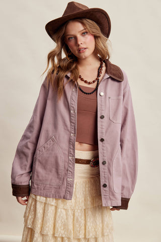 Contrast Collar Utility Barn Jacket