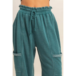 Ruffle Waist Burnout Jogger Pants