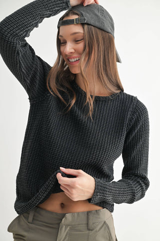 Chunky Waffle Mineral Wash Long Sleeve