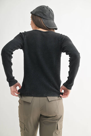Chunky Waffle Mineral Wash Long Sleeve
