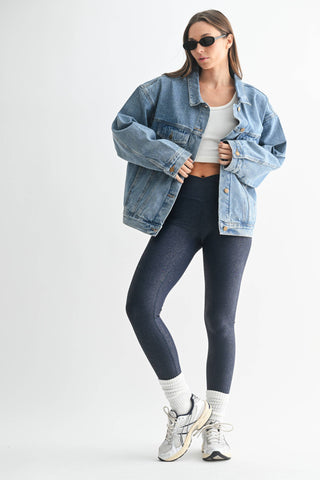 Medium Wash Boxy-Cut Denim Jacket