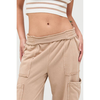 Mineral Wash Wide Leg Cargo Pants